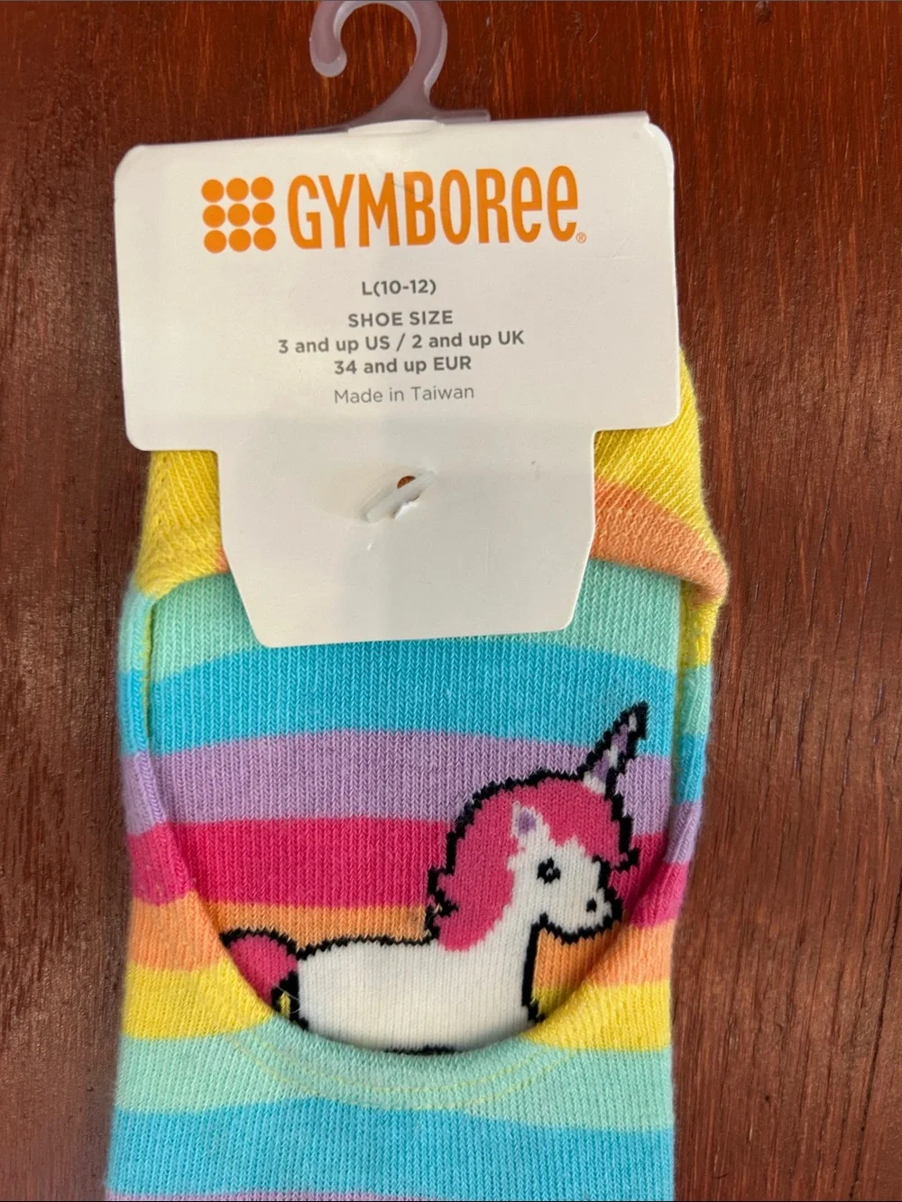Gymboree Rainbow Stripe No-Show Socks with Unicorn - Yellow, Pink, Blue